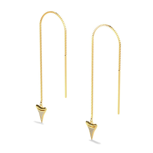 Boucles d'oreilles à enfiler avec chaîne à dents de requin par Lauren Howe | Or Vermeil .925 | Cristal